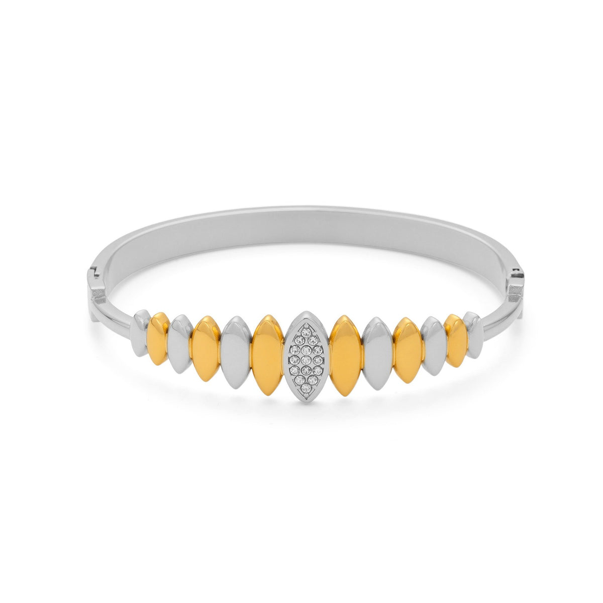 Classy Two Tone Textured Bangle Bracelet