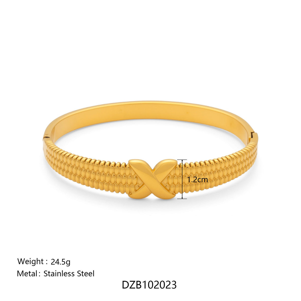 Classy Two Tone Textured Bangle Bracelet