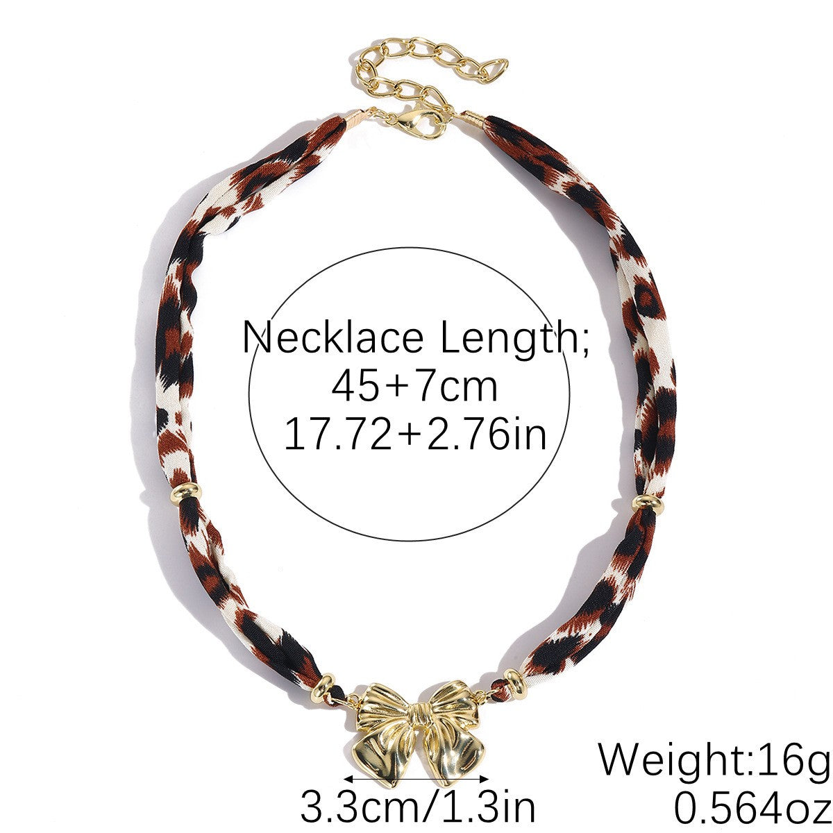 Classy Leopard Print Pearl Ribbon Necklace
