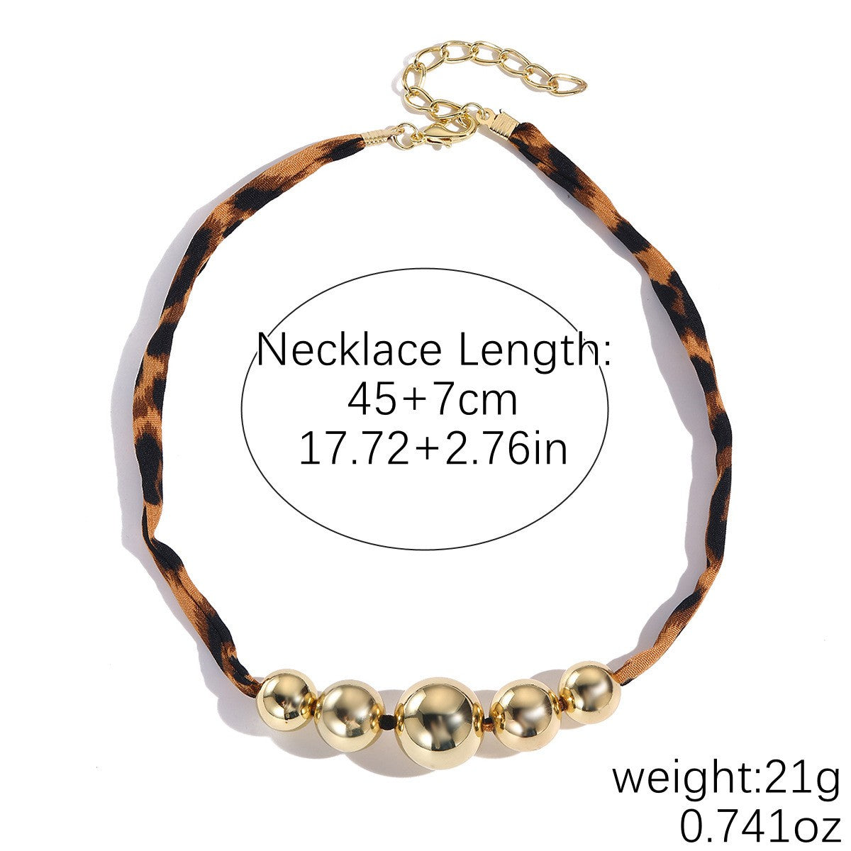 Classy Leopard Print Pearl Ribbon Necklace