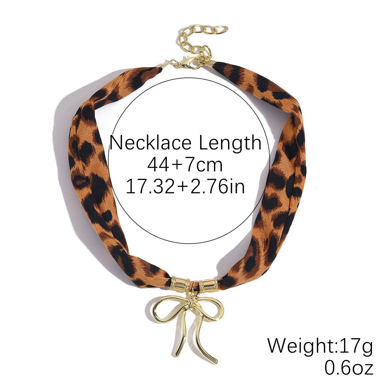 Classy Leopard Print Pearl Ribbon Necklace
