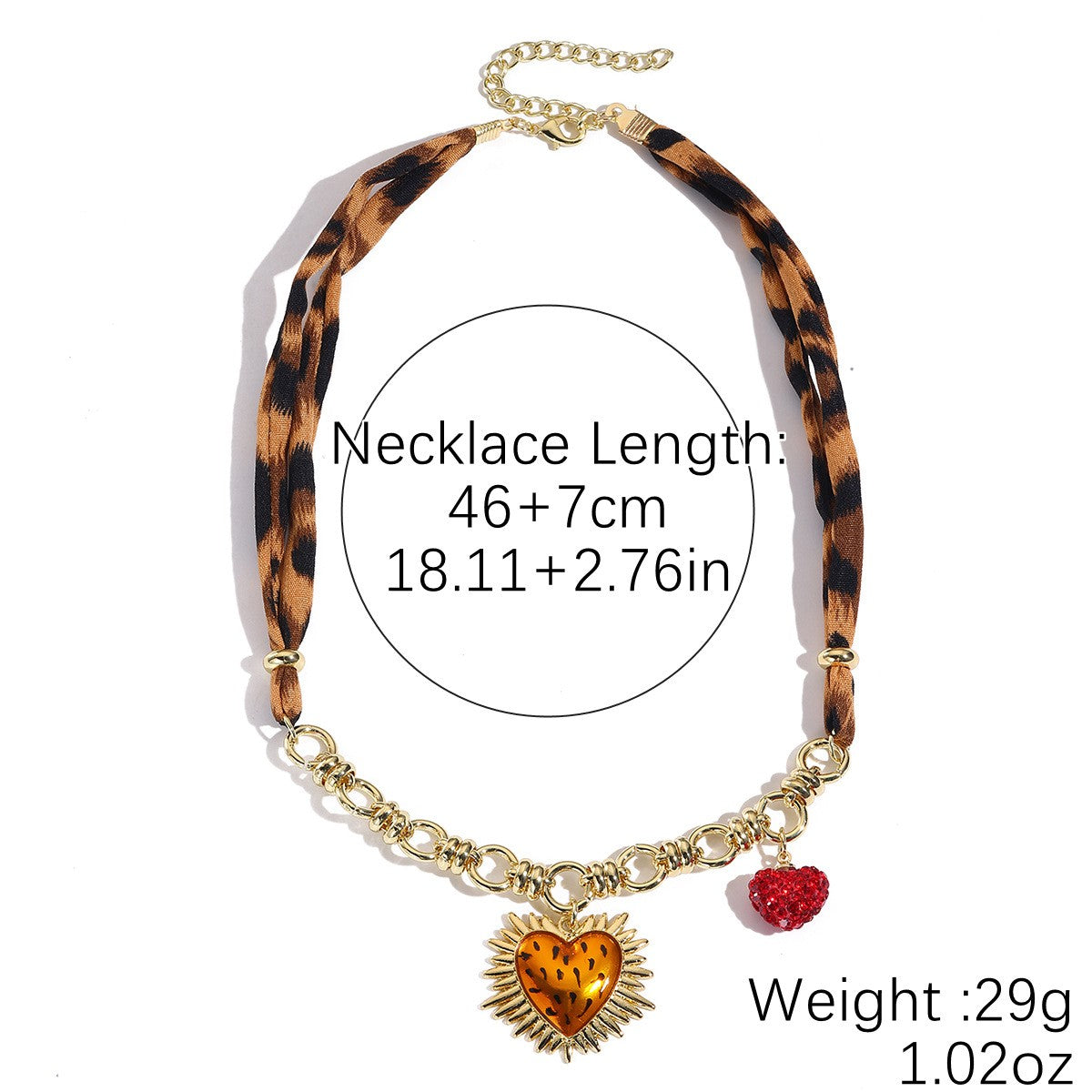 Classy Leopard Print Pearl Ribbon Necklace
