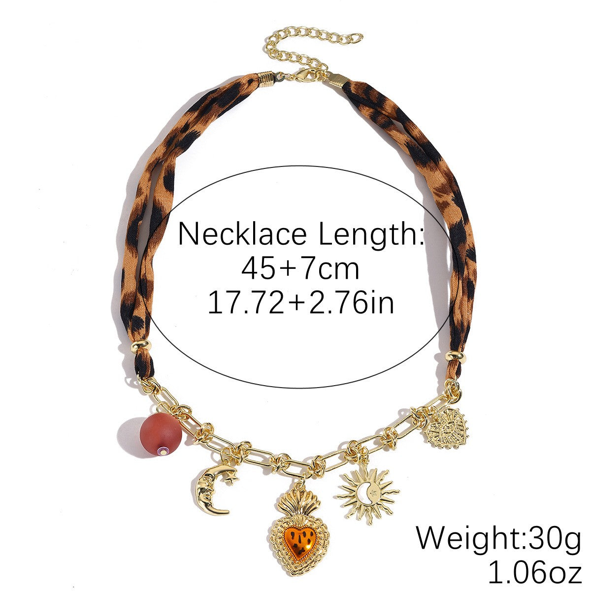 Classy Leopard Print Pearl Ribbon Necklace