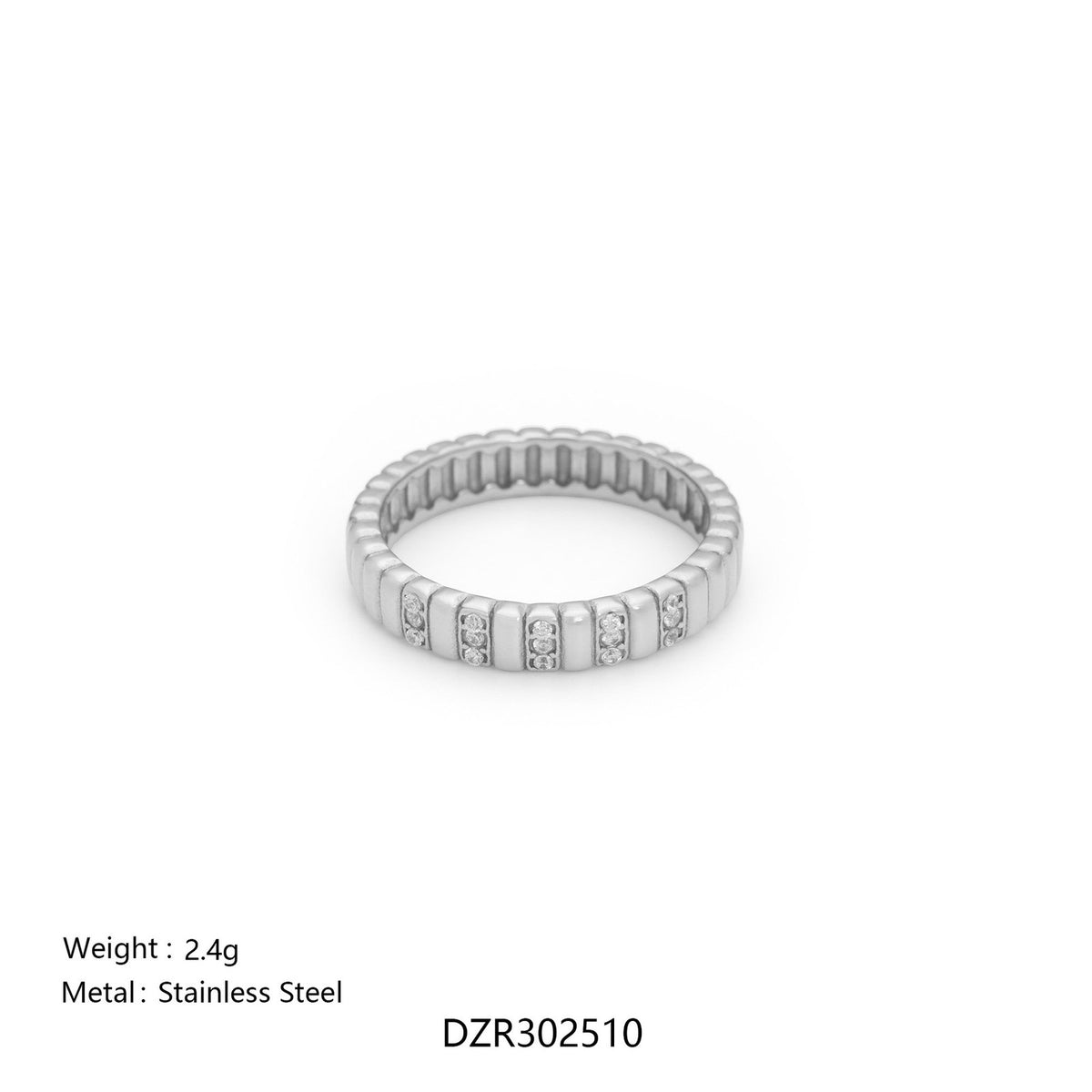 Classy Striped Baguette Zirconia Ring