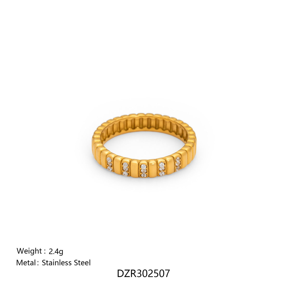 Classy Striped Baguette Zirconia Ring