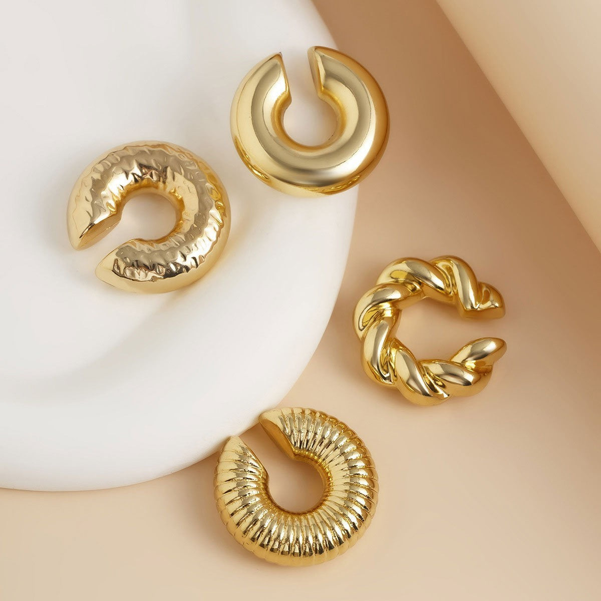 Statement Chunky Geometric Ear Cuff Set