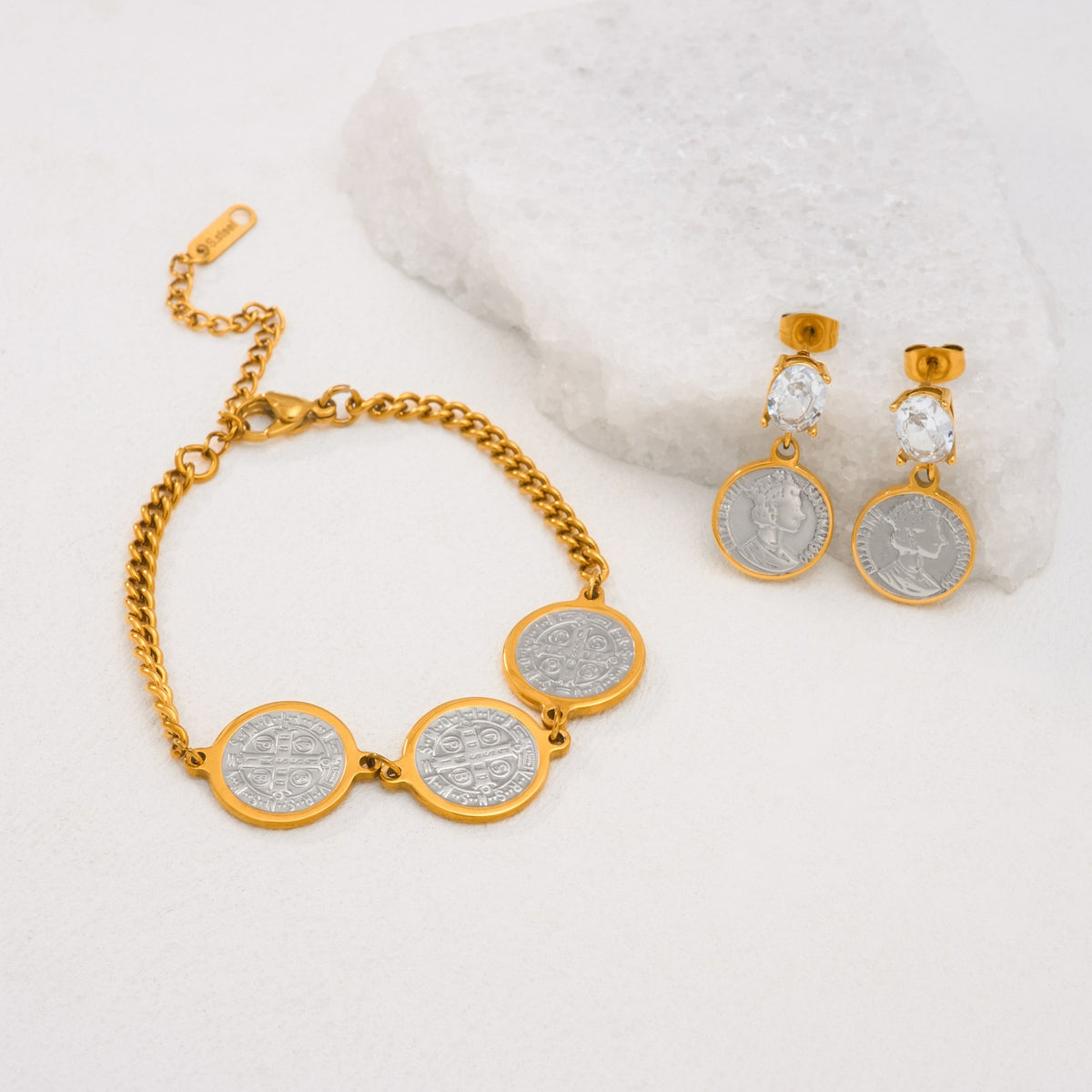 18k Boho Vintage Coin Link Bracelet