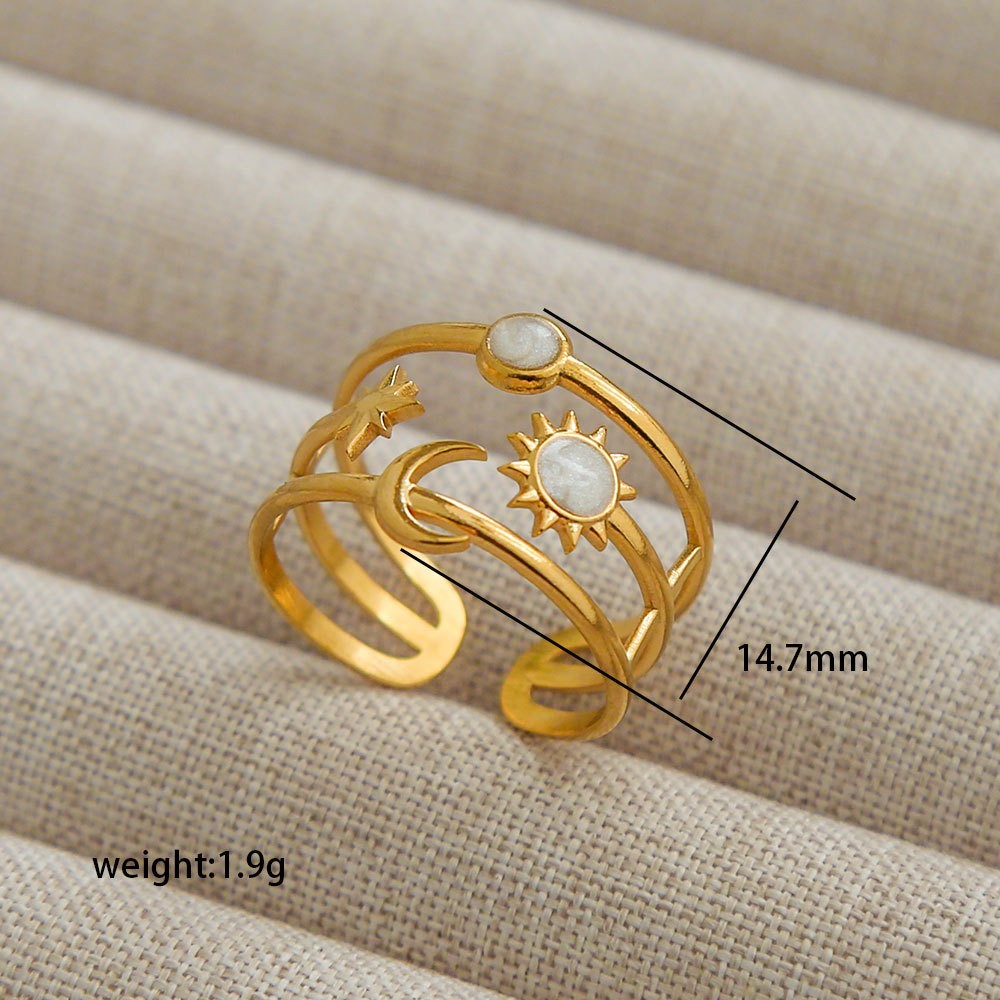 Dainty White Inlay Adjustable Ring Set