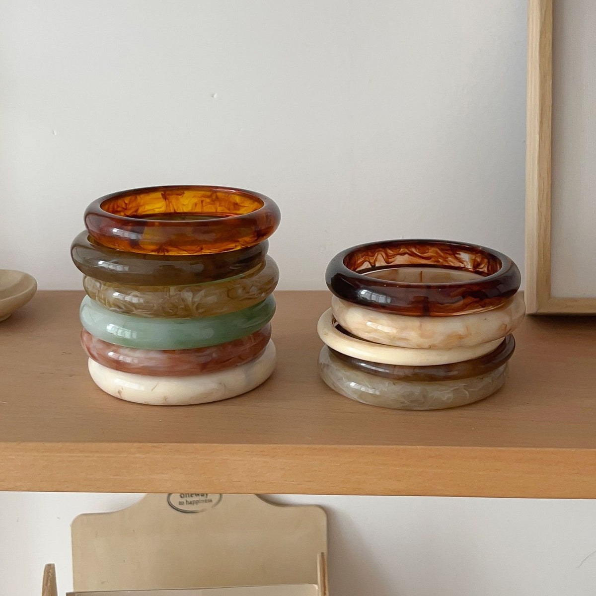 Classy Amber Marbled Resin Bangle Set