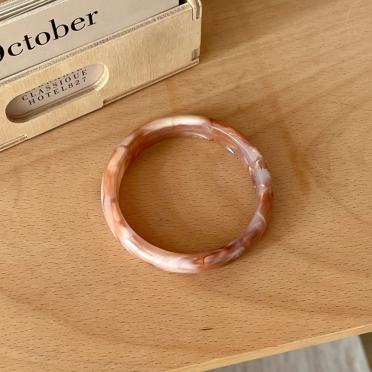 Classy Amber Marbled Resin Bangle Set