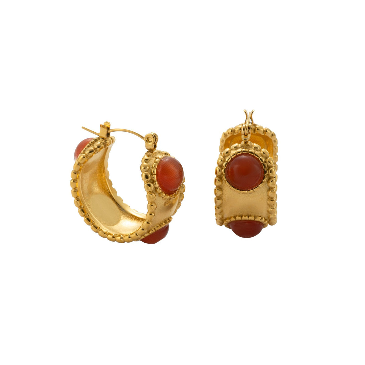18k Classy Geometric Stone Hoop Earrings