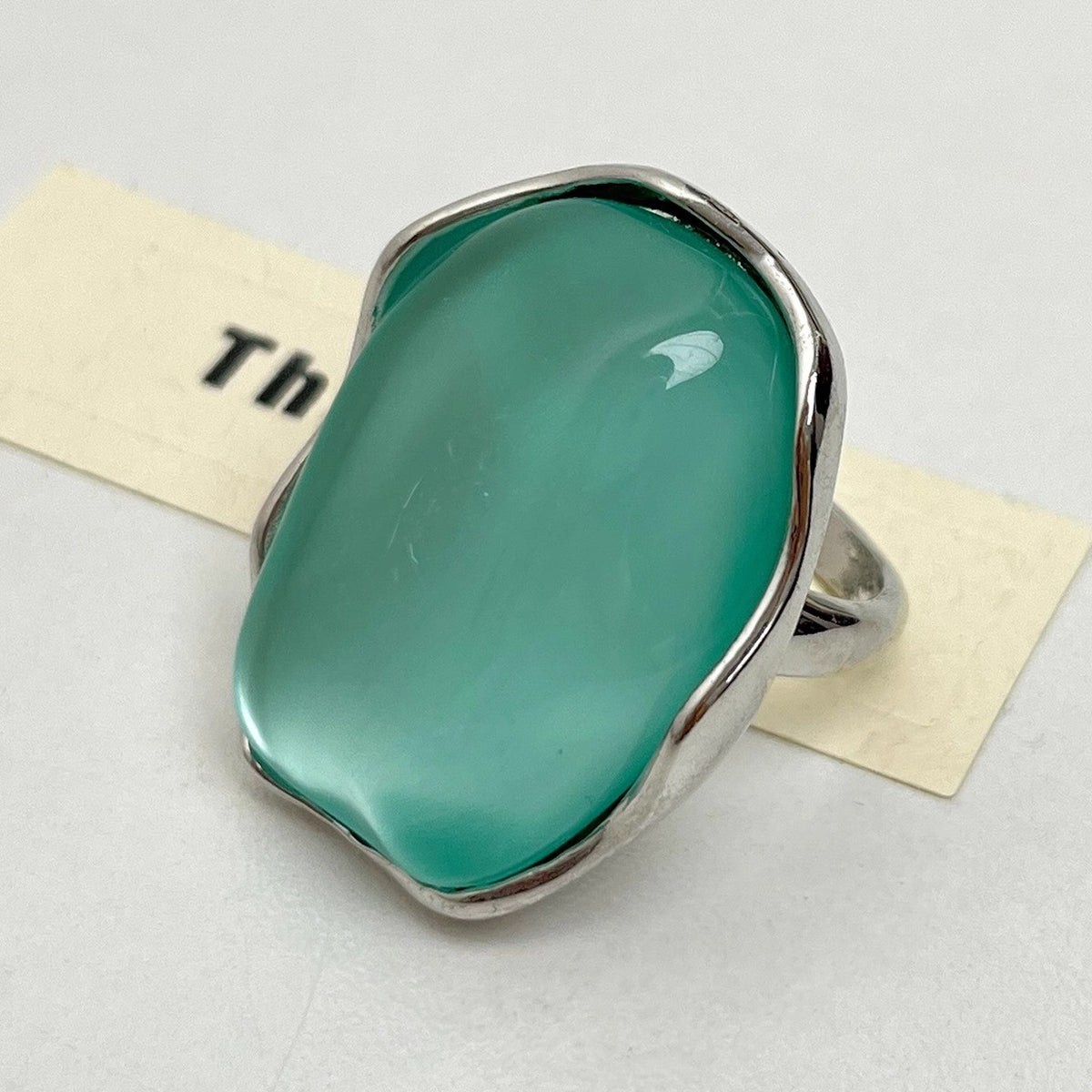 Classy Mint Green Stone Open Ring
