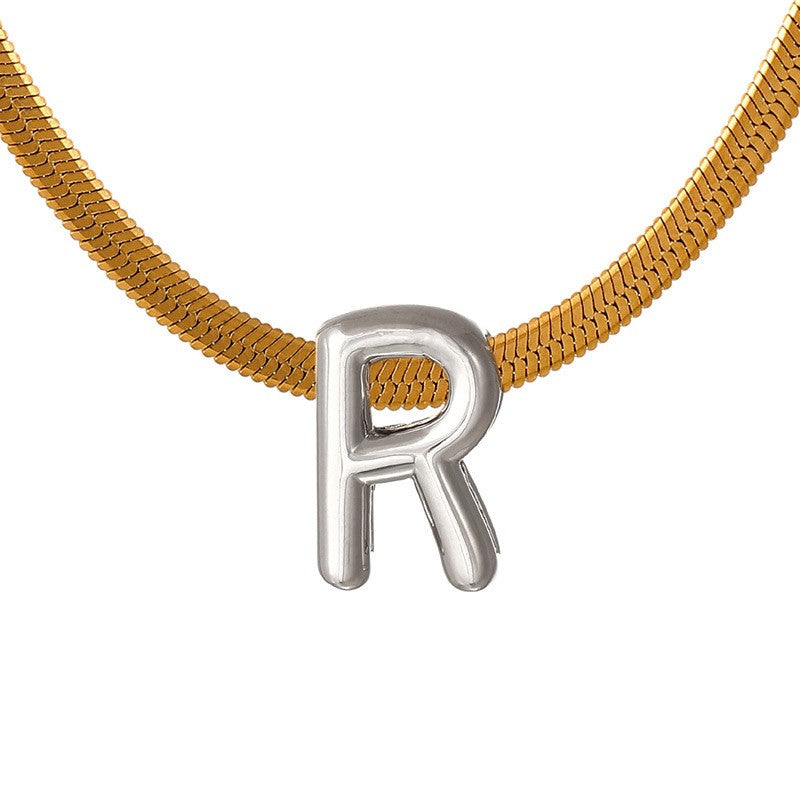 Dainty Letter Initial Snake Chain Necklace