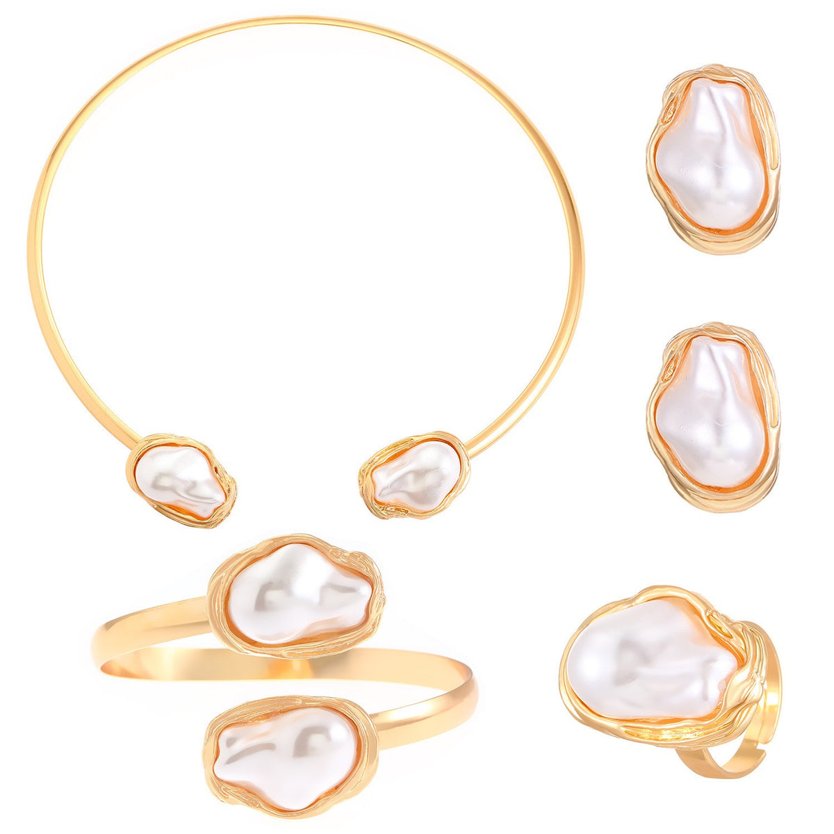 Classy Irregular Faux Pearl Necklace, Bracelet & Earring Set