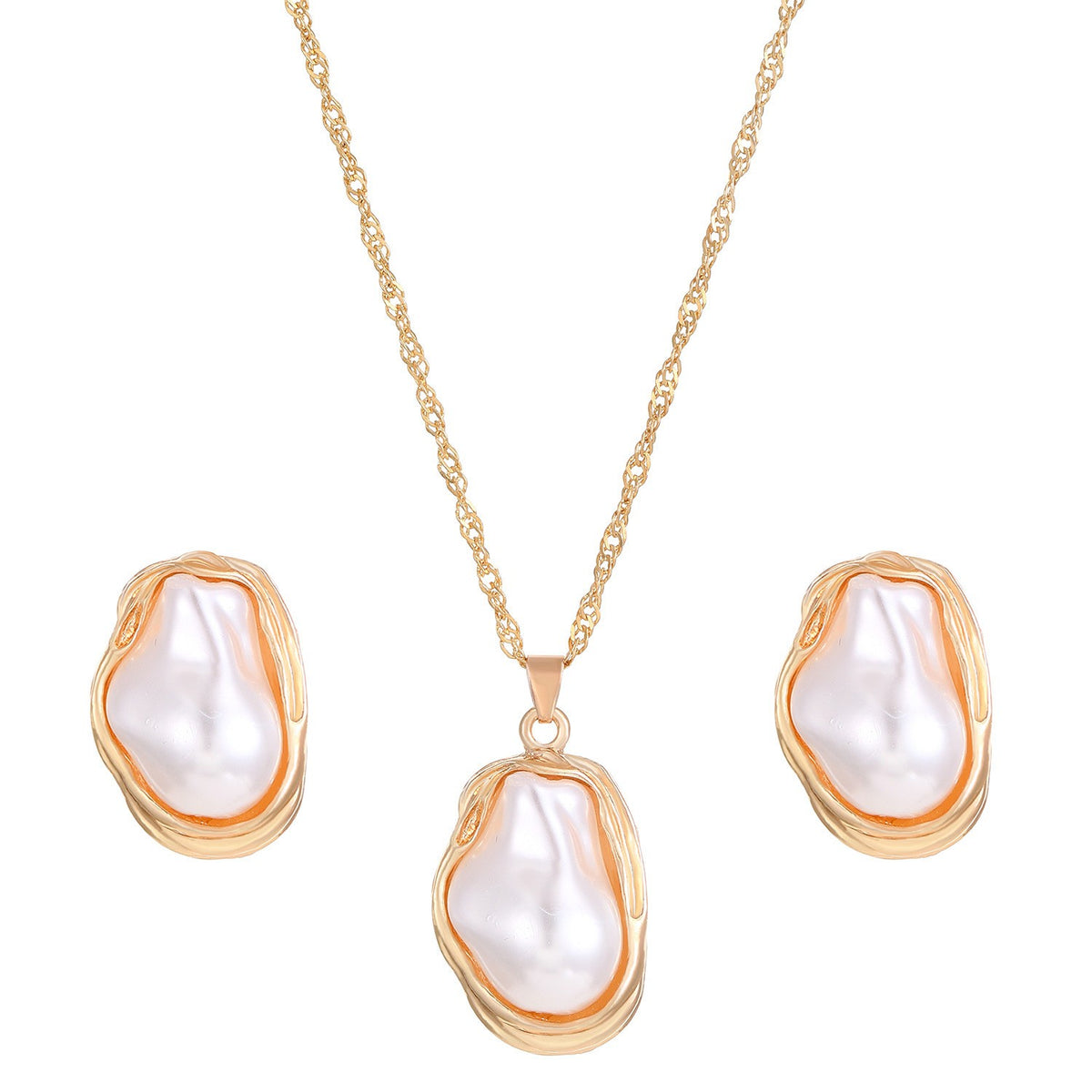 Classy Irregular Faux Pearl Necklace, Bracelet & Earring Set