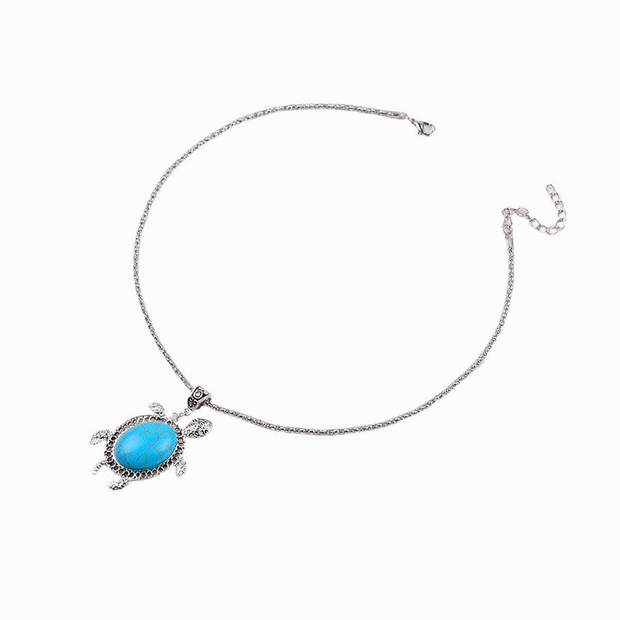 Boho Vintage Turquoise Turtle Necklace, Bracelet & Earring Set