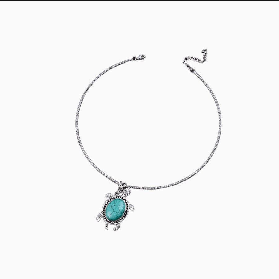Boho Vintage Turquoise Turtle Necklace, Bracelet & Earring Set