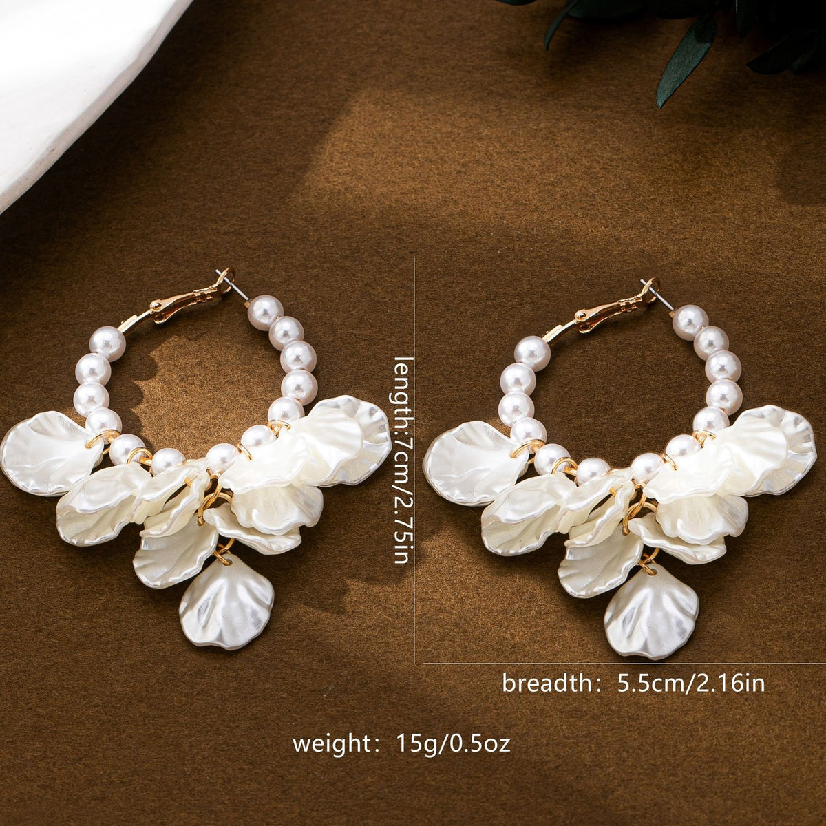 Romantic Faux Pearl Floral Hoop Earrings