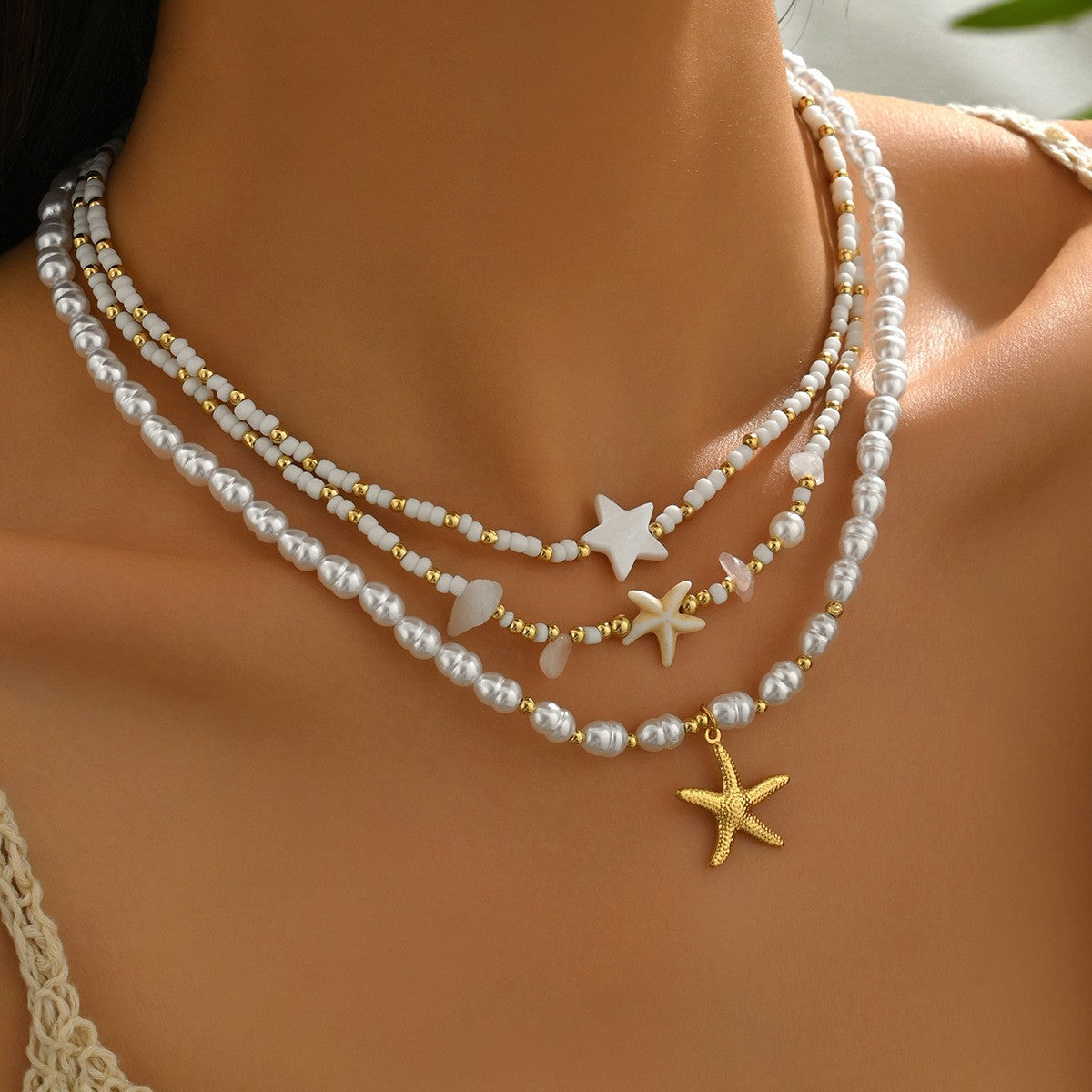 Boho Layered Beaded Bow Necklace