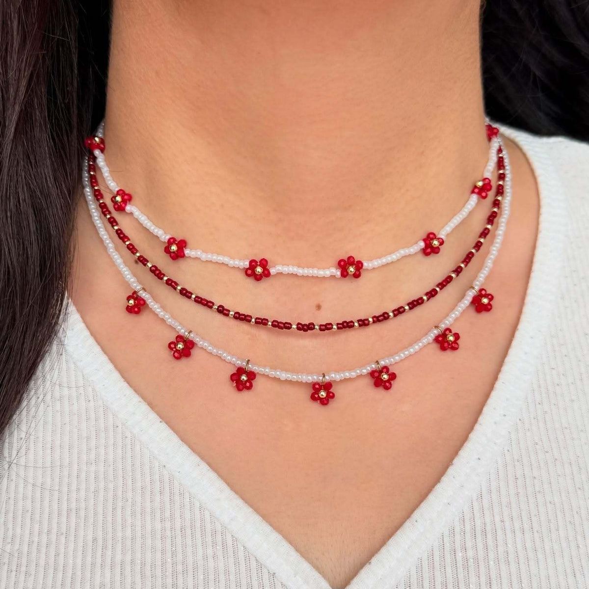 Boho Layered Beaded Bow Necklace