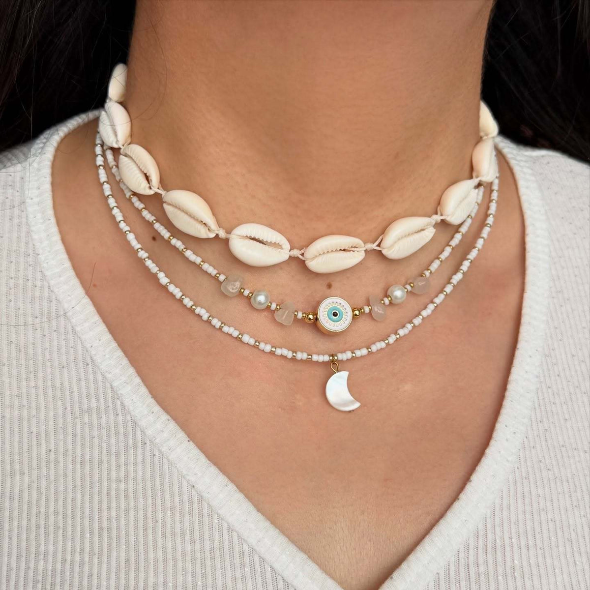 Boho Layered Beaded Bow Necklace