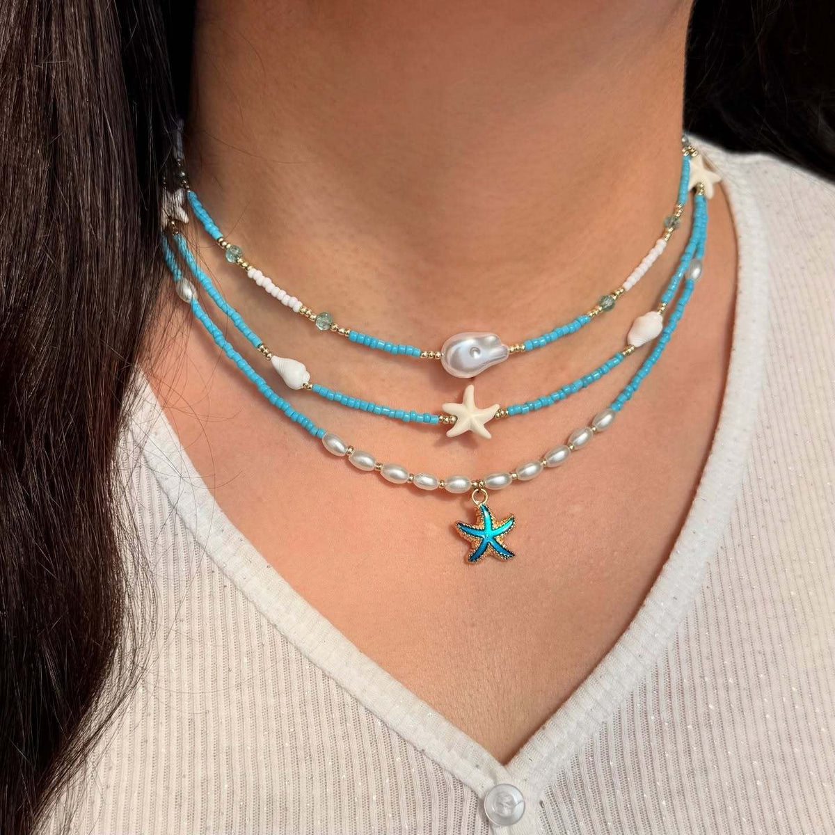 Boho Layered Beaded Bow Necklace