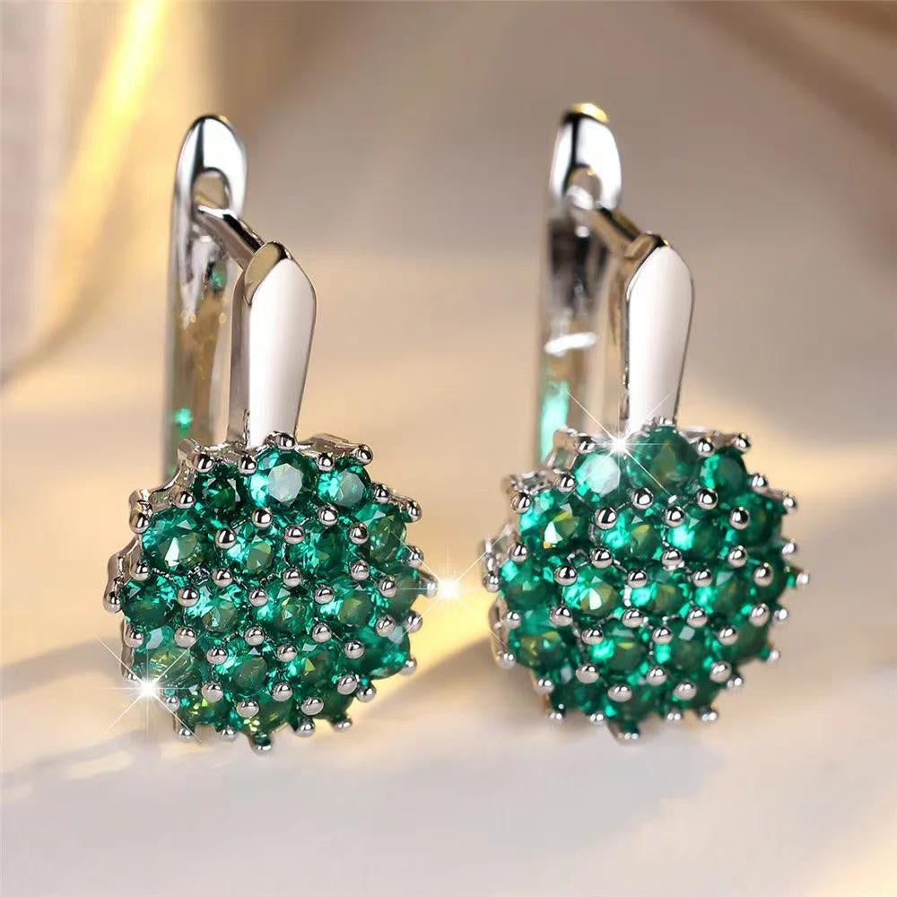 Classy Fuchsia Rhinestone Ball Earrings