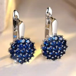 Classy Fuchsia Rhinestone Ball Earrings