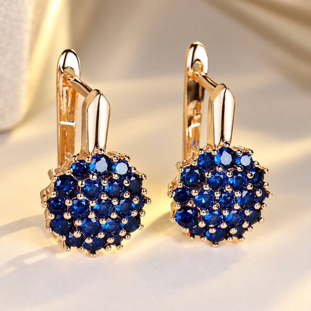 Classy Fuchsia Rhinestone Ball Earrings