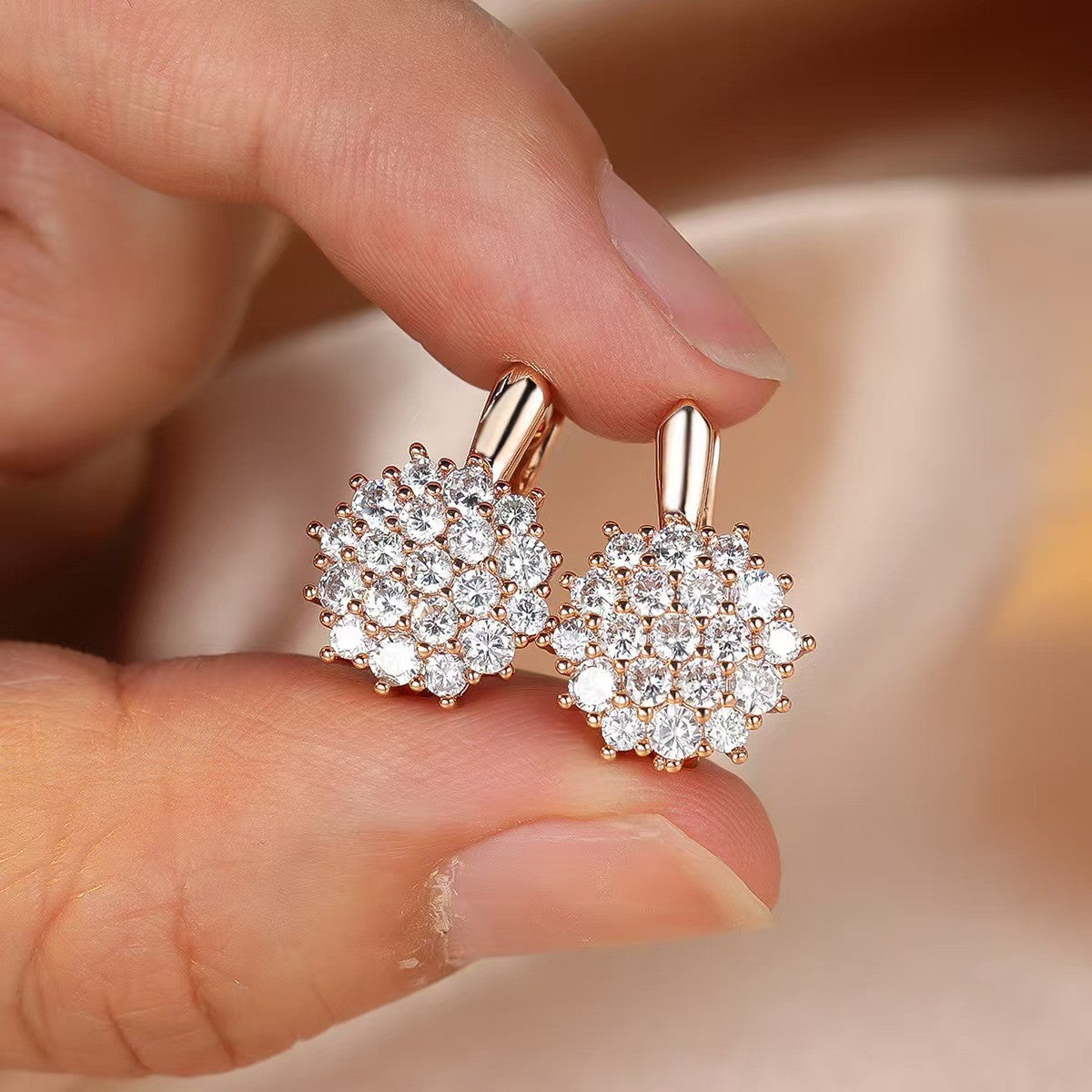 Classy Fuchsia Rhinestone Ball Earrings