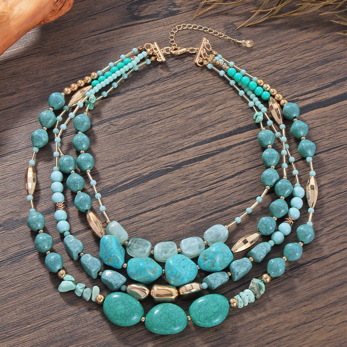 Boho Multi-Strand Turquoise Stone Necklace