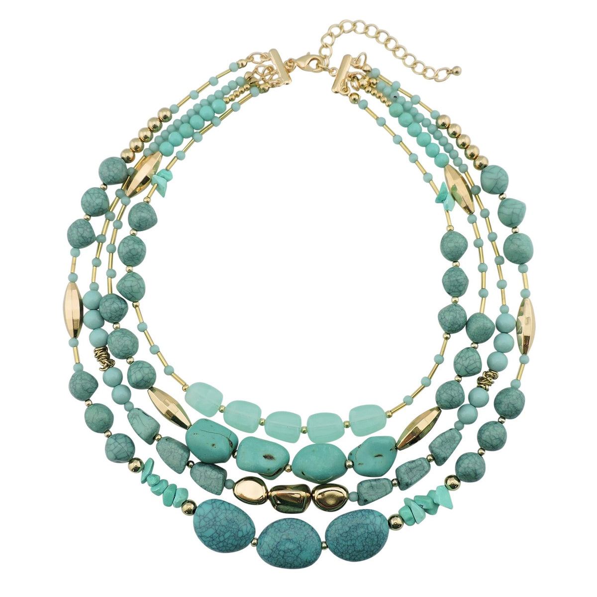 Boho Multi-Strand Turquoise Stone Necklace