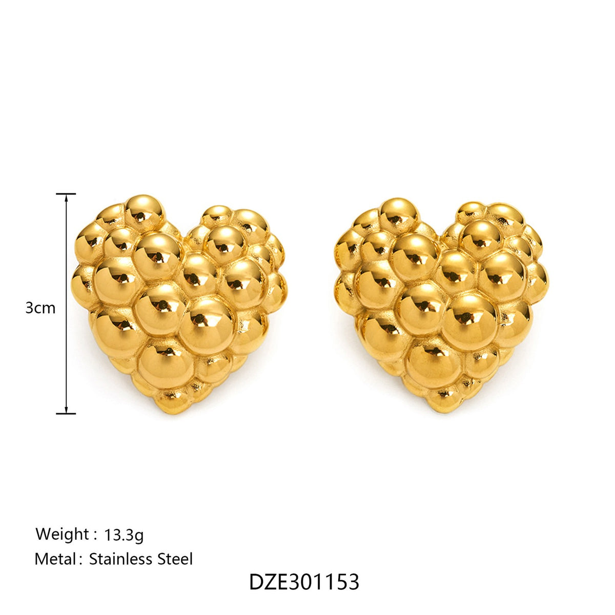 Classy Two-Tone Chunky Heart Earrings