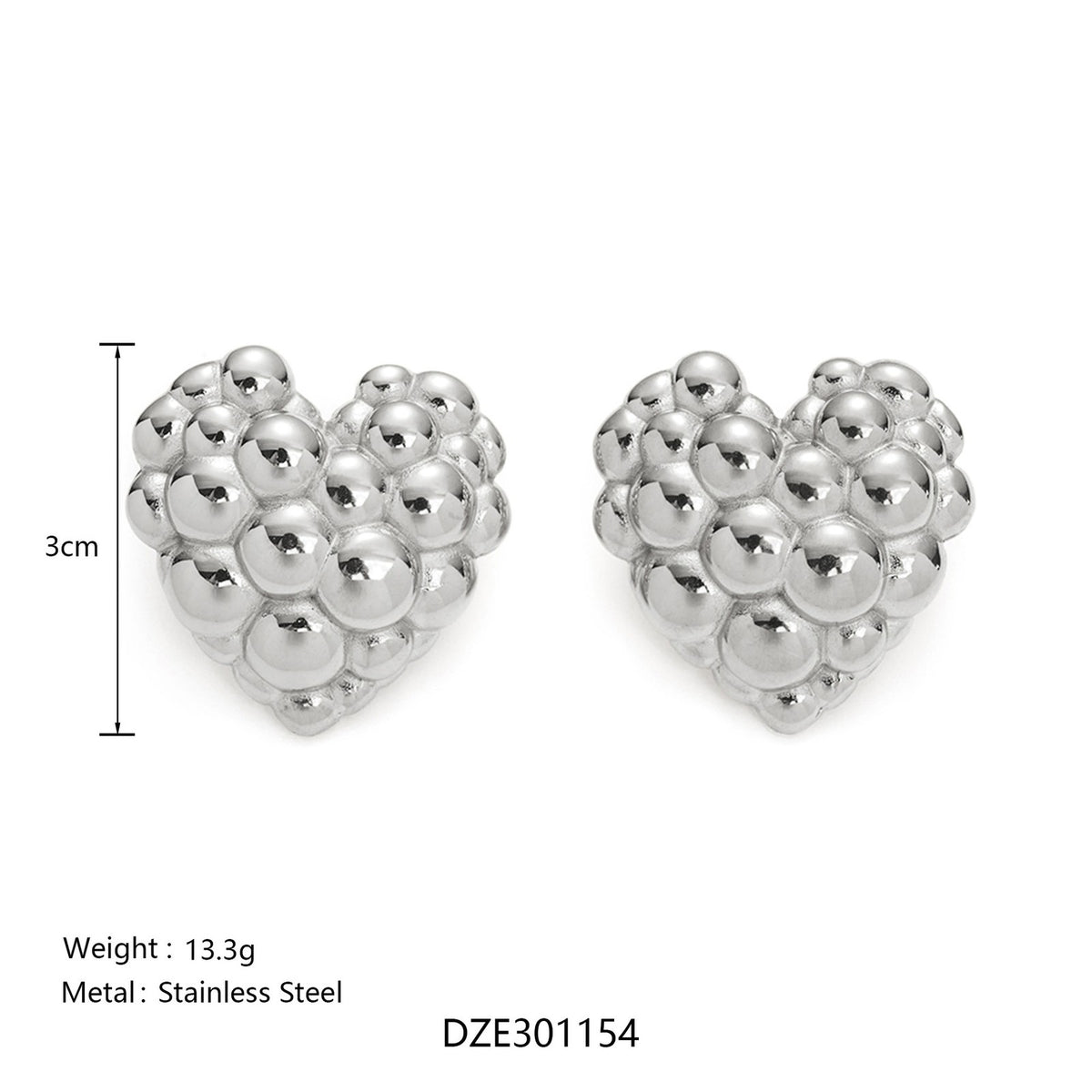Classy Two-Tone Chunky Heart Earrings