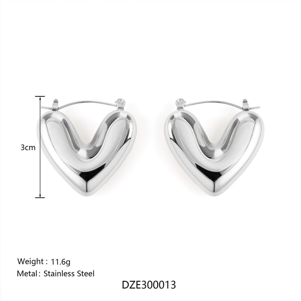 Classy Two-Tone Chunky Heart Earrings