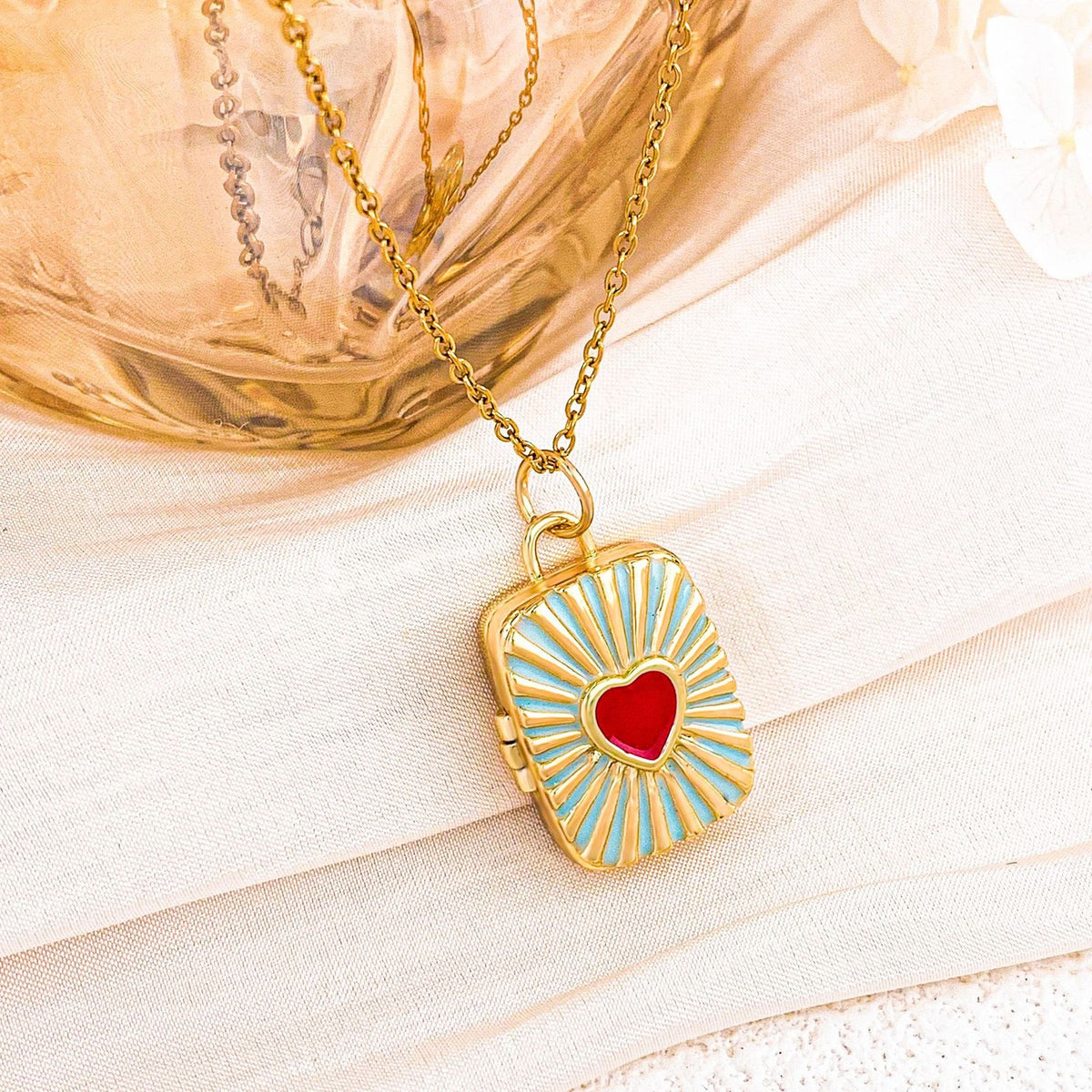 Dainty Enamel Book Locket Necklace