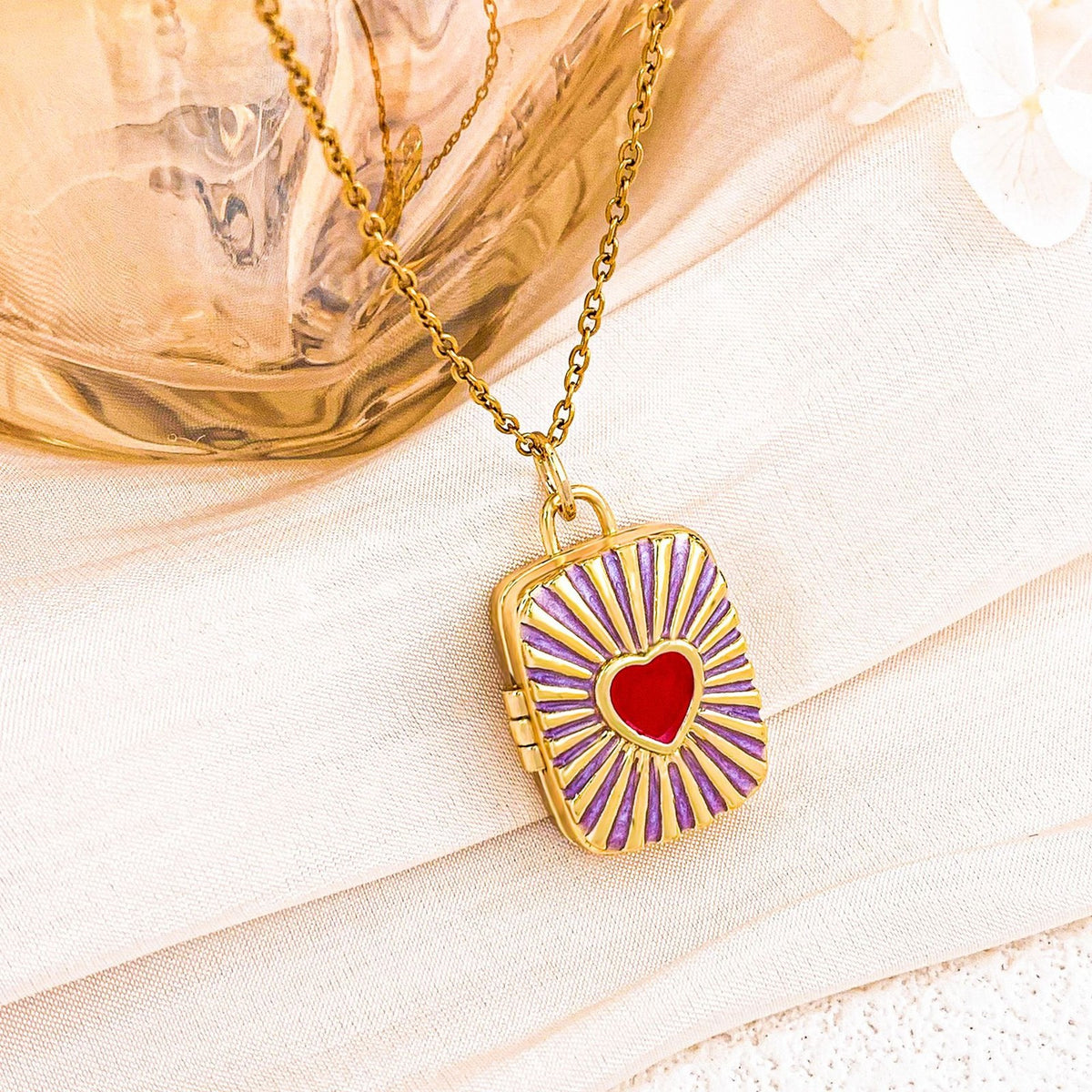 Dainty Enamel Book Locket Necklace