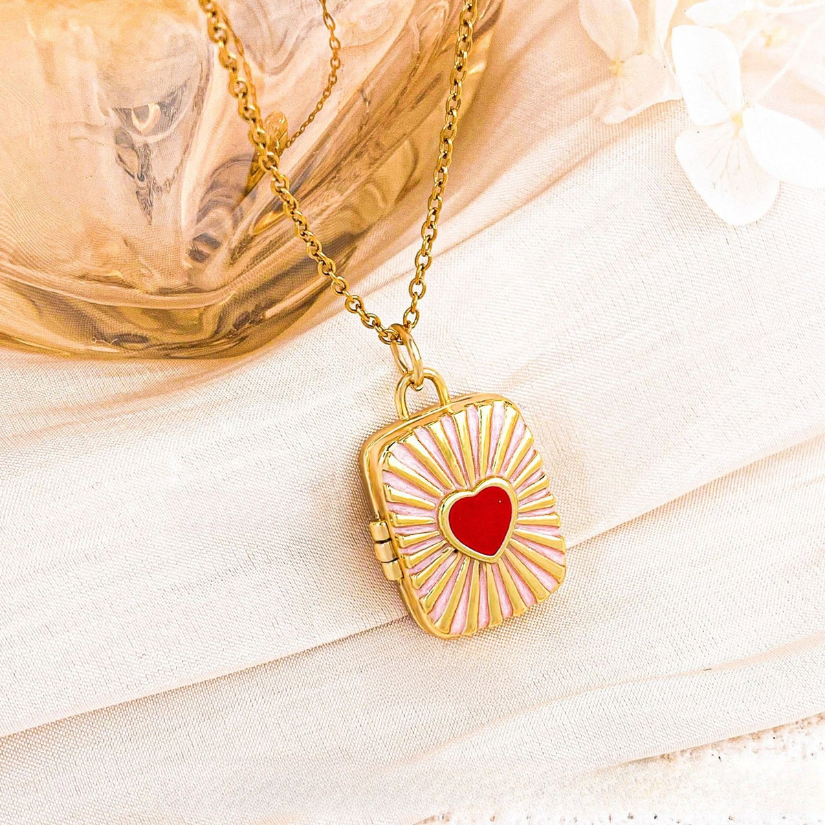 Dainty Enamel Book Locket Necklace