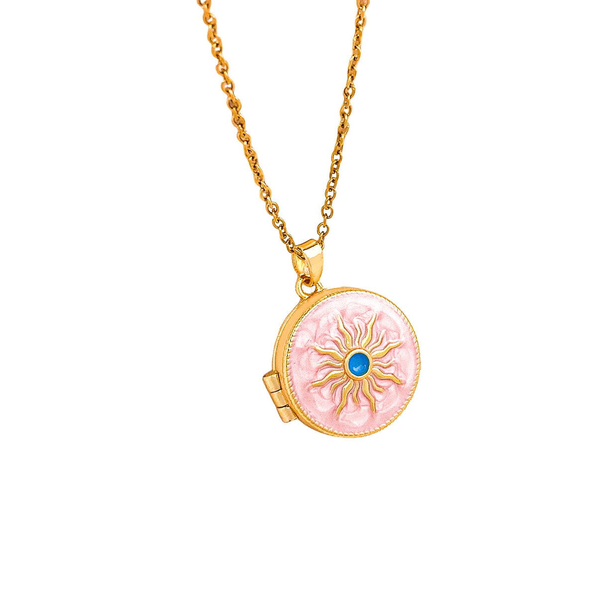 Romantic Enamel Photo Locket Necklace
