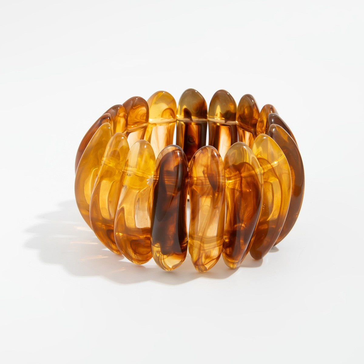 Statement Amber Resin Cuff Bracelet Set
