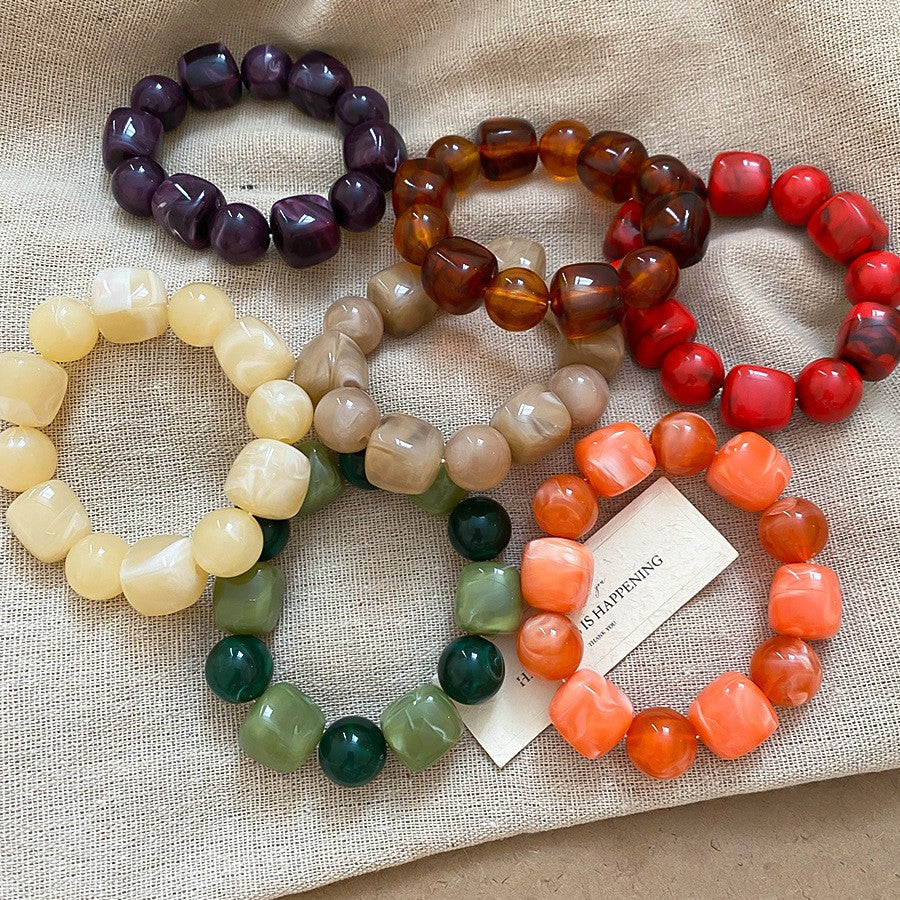 Boho Multicolor Geometric Acrylic Bracelet Set