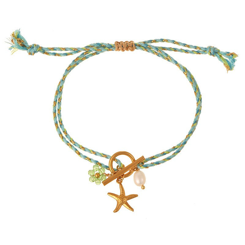 Boho Braided Charm Cord Bracelet Set