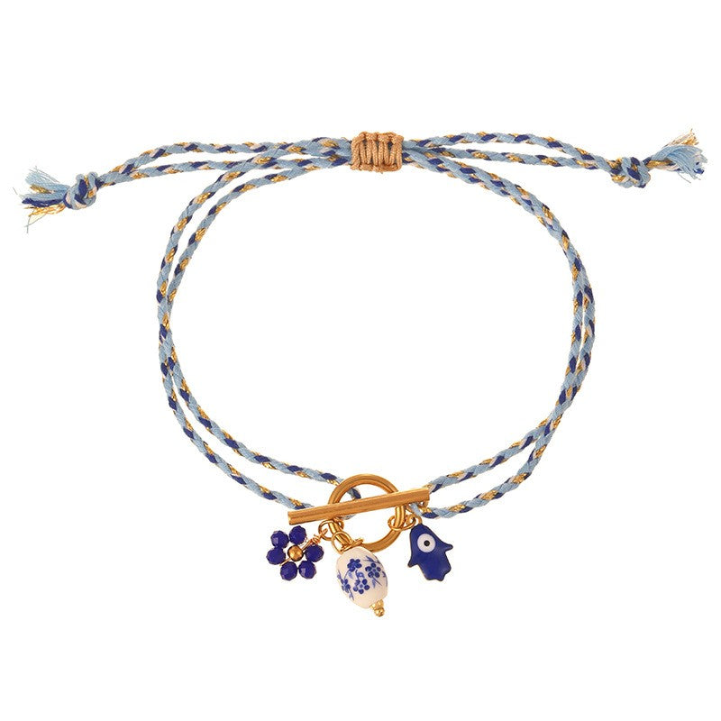 Boho Braided Charm Cord Bracelet Set