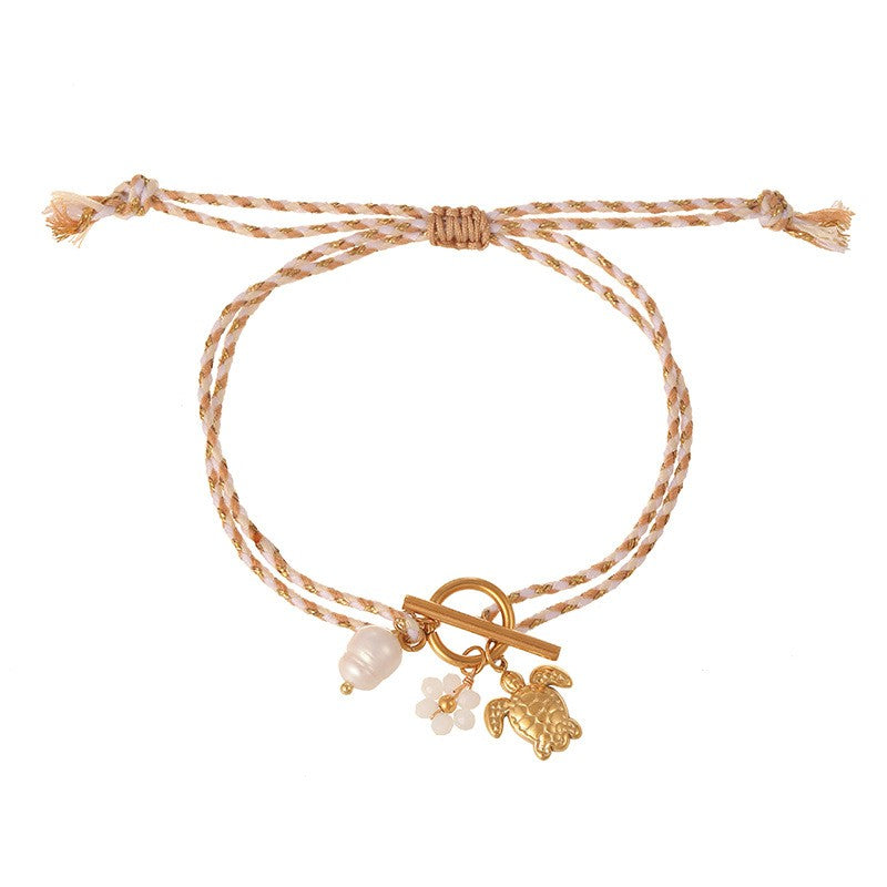 Boho Braided Charm Cord Bracelet Set