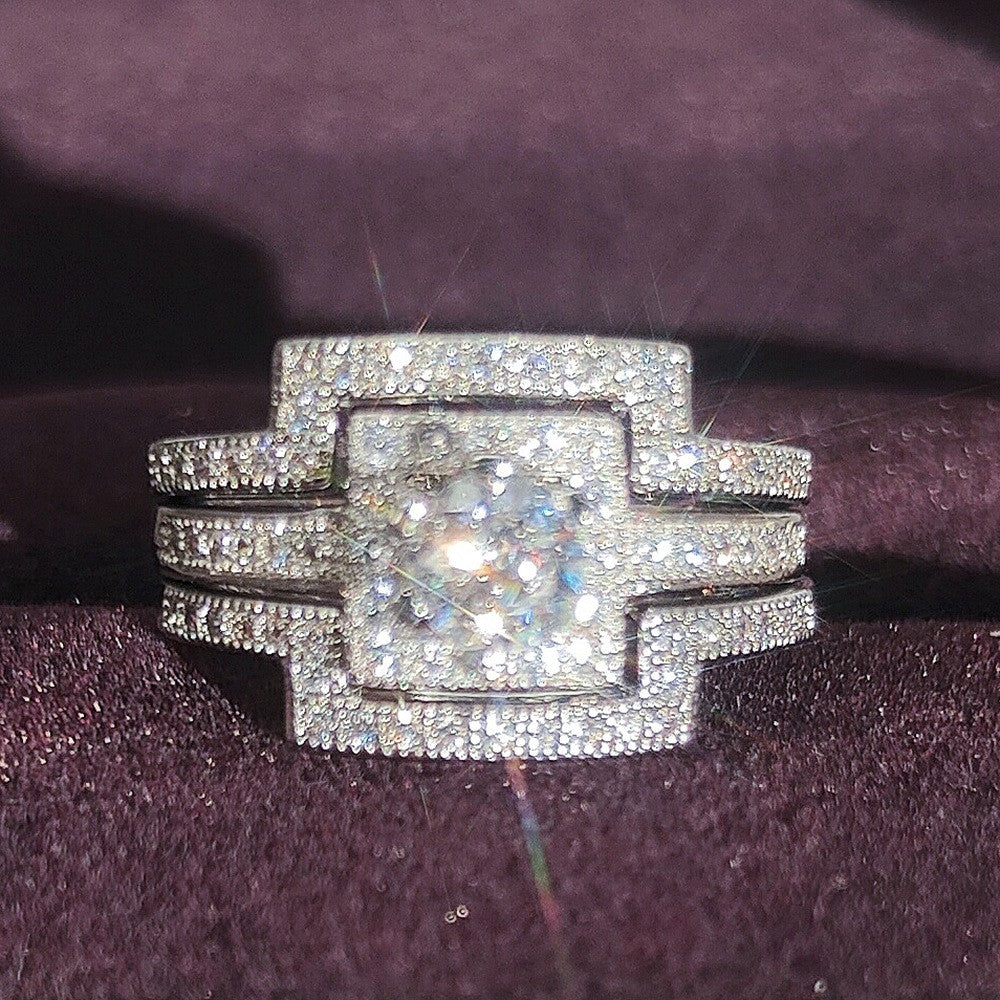 Classy Geometric Square Zirconia Ring
