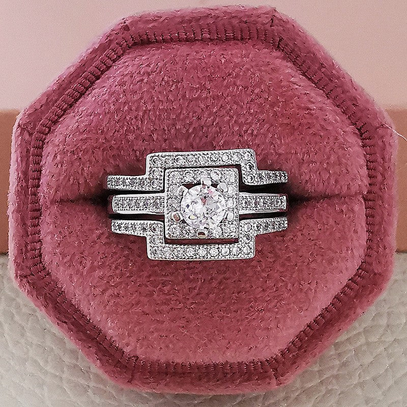 Classy Geometric Square Zirconia Ring