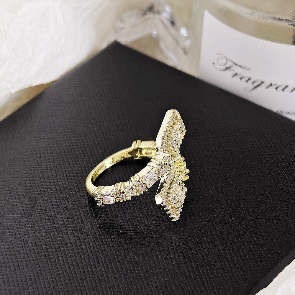 Classy Geometric Baguette Open Ring