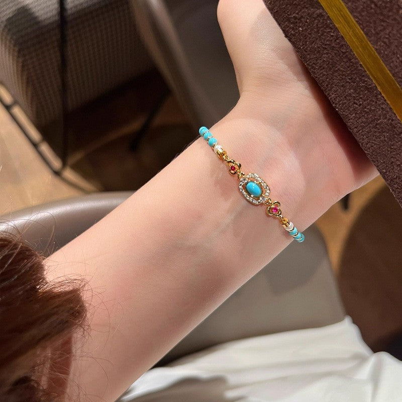 Dainty Turquoise Ruyi Charm Bracelet