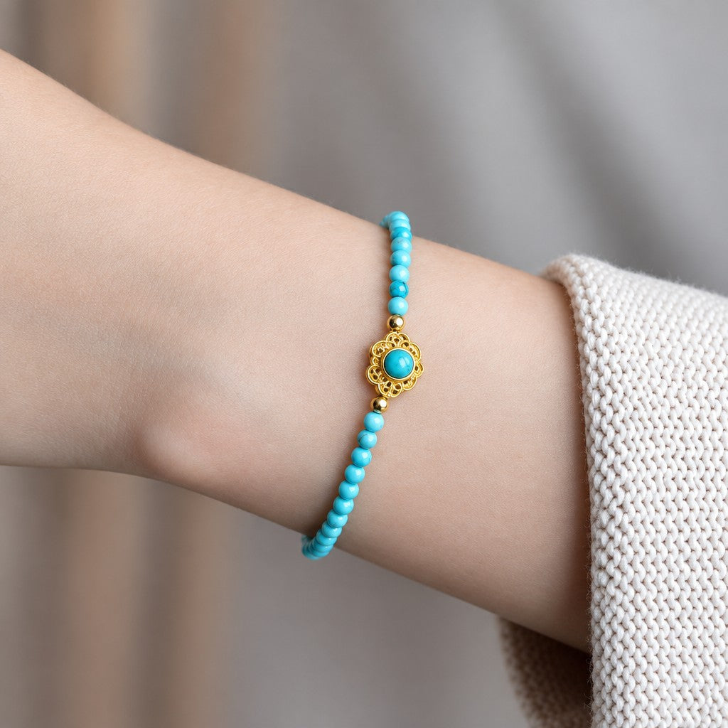 Dainty Turquoise Ruyi Charm Bracelet