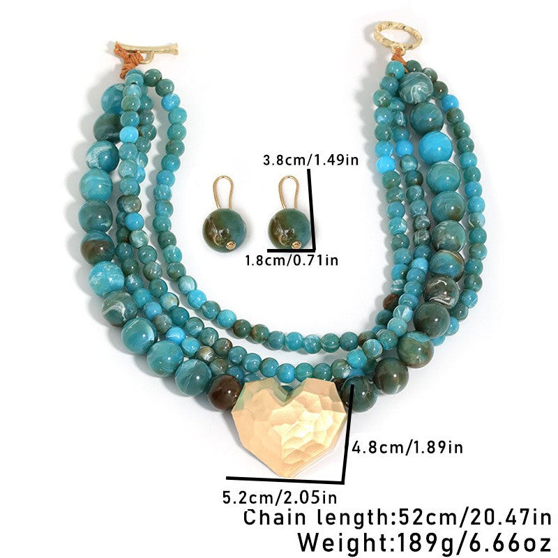 Boho Layered Turquoise Bead Statement Necklace